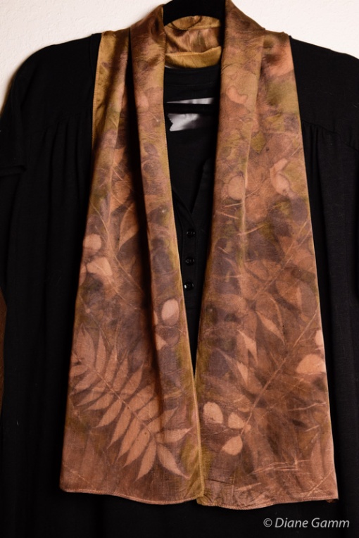 eco print scarf with onion skin dye